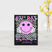 67th Day Of School Vibes Groovy Retro 100 Days Of Karte (Gelbe Blume)
