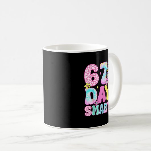 67th Days Smarter Smile Face 67 Days School Teache Kaffeetasse (VorderseiteRechts)