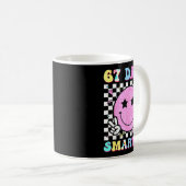 67th Days Smarter Smile Face 67 Days School Teache Kaffeetasse (VorderseiteRechts)
