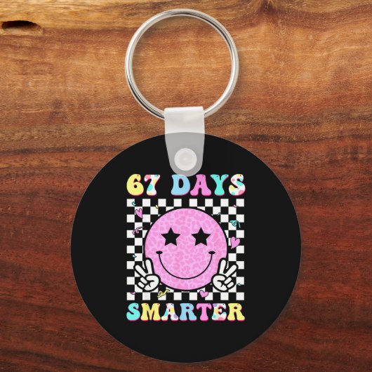 67th Days Smarter Smile Face 67 Days School Teache Schlüsselanhänger (Vorderseite)