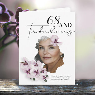 68 & Fantastische Orchideen-Foto-Geburtstagskarte Karte