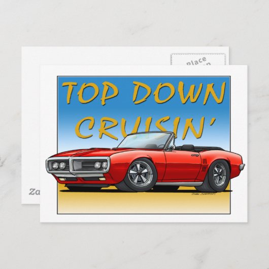 68 Feuervogelrot konvertierbar Postkarte (Vorne/Hinten)