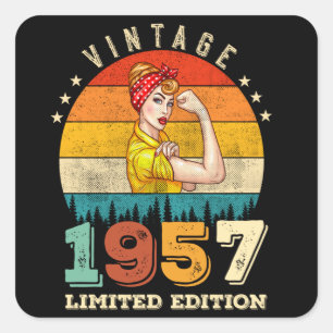 68. Geburtstag 1957 Vintage 68. Geburtstag Frauen Quadratischer Aufkleber