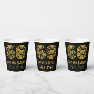 68. Geburtstag: Art Deco Inspiriert Look "68" & Na Pappbecher