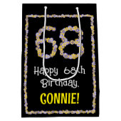 68. Geburtstag: Blumennummer, Individuelle Name, B Mittlere Geschenktüte (Rückseite)