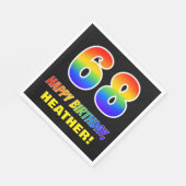 68. Geburtstag: Bold, Fun, Simple, Rainbow 68 Serviette (Ecke)