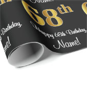 68. Geburtstag: Elegante Luxuriöse Imitate Gold Lo Geschenkpapier (Rolleneckpunkt)