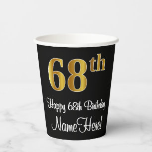 68. Geburtstag - Elegantes Luxuriöses Faux-Gold-Lo Pappbecher