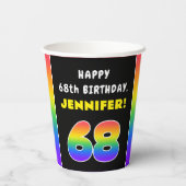 68. Geburtstag: Farbiger Regenbogen # 68, Individu Pappbecher (Rückseite)