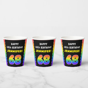 68. Geburtstag: Farbiger Regenbogen # 68, Individu Pappbecher