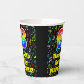 68. Geburtstag: Fun Musiknotens Pattern, Regenboge Pappbecher (Links)