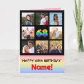 68. Geburtstag: Fun Rainbow #, Custom Fotos + Name Karte (Vorderseite)