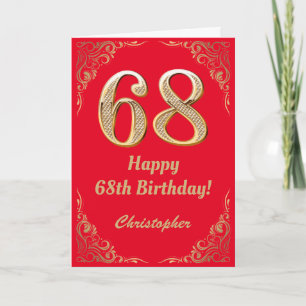 68. Geburtstag Glitzer-Rahmen in Rot und Gold Karte