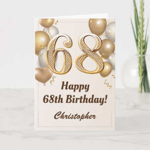 68. Geburtstag Gold Ballons und Confetti Geburtsta Karte