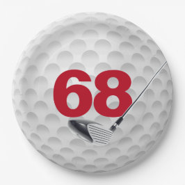 68. Geburtstag Golf Ball Design Paper Plate Pappteller
