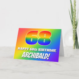 68. Geburtstag: mehrfarbiges Regenbogenmuster # 68 Karte