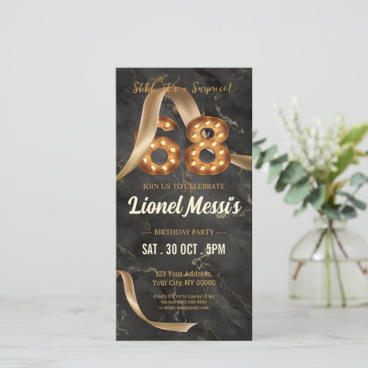 68. Geburtstag Mobile Einladung (Stehend Vorderseite)