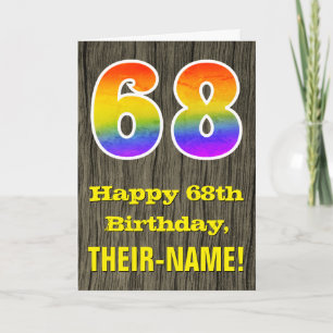 68. Geburtstag: Rustikales falsches Holzdesign, Re Karte