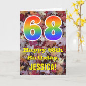 68. Geburtstag; Rustikales Herbst-Blätter; Karte (Gelbe Blume)