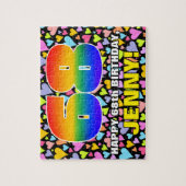 68. Geburtstag — Spaß, Liebende Herzformen + "68" Puzzle (Vertikal)