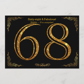 68. Geburtstags-Party, Gatsby styl, schwarzer Einladung