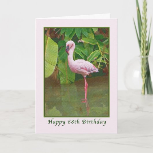 68. Geburtstagskarte mit rosa Flamingo Karte (Vorderseite)
