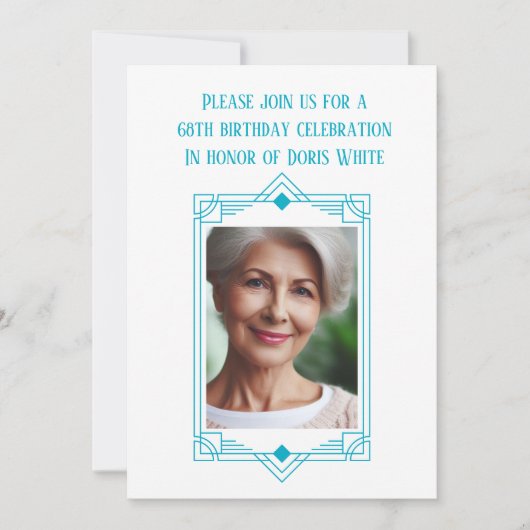 68. Geburtstagspartei Custom Foto Frame Einladung (Vorderseite)