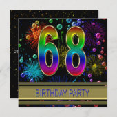 68. Geburtstagsparty Einladung mit Blasen (Vorne/Hinten)