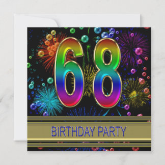 68. Geburtstagsparty Einladung mit Blasen