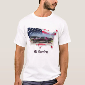 68 Mustang-Coupé über Flagge-Karte T-Shirt