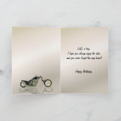 68th Birthday card with a motorbike girl Karte (Innenseite)