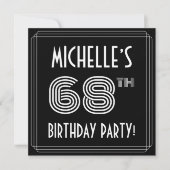 68th Birthday Party: Art Deco Style w/ Custom Name Einladung (Vorderseite)