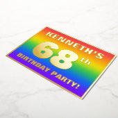 68th Birthday Party: Fun, Colorful Rainbow Pattern Folieneinladung (Gedreht)