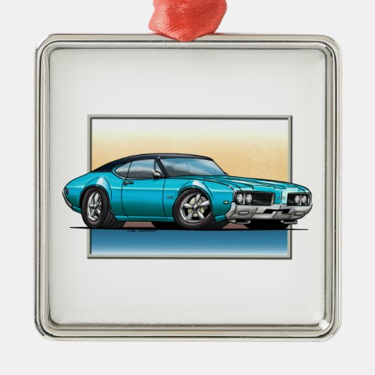 69 Cutlass Aquamarin Blue Silbernes Ornament (Vorne)