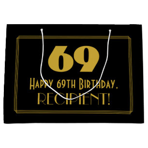 69. Geburtstag — Art Deco Inspiriert Look "69" & N Große Geschenktüte