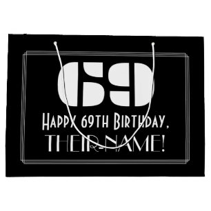 69. Geburtstag ~ Art Deco inspirierter Look "69" + Große Geschenktüte