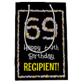 69. Geburtstag: Blumennummer, Individuelle Name, B Mittlere Geschenktüte (Vorderseite)