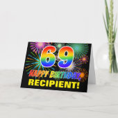 69. Geburtstag: Bold, Fun, Feuerwerk, Regenbogen 6 Karte (Vorderseite)