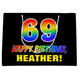 69. Geburtstag: Bold, Fun, Simple, Rainbow 69 Große Geschenktüte