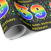 69. Geburtstag: Farbige Musiksymbole, Regenbogen 6 Geschenkpapier (Rolleneckpunkt)