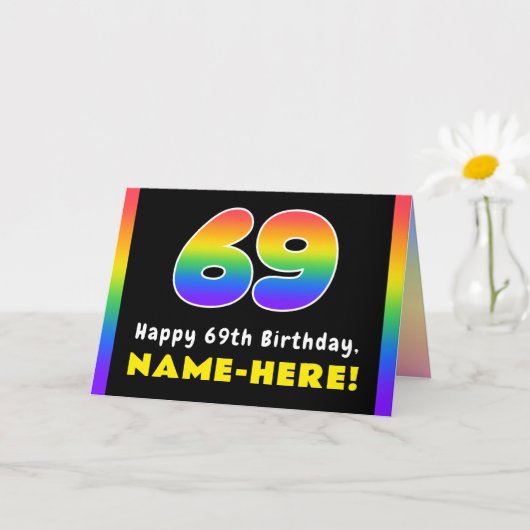 69. Geburtstag: Farbiger Regenbogen # 69, Individu Karte (Kleine Pflanze)