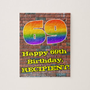 69. Geburtstag: Fun Graffiti-Inspiriert Regenbogen Puzzle