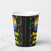 69. Geburtstag: Fun Musiknotens Pattern, Regenboge Pappbecher (Rechts)