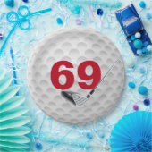 69. Geburtstag Golf Ball Design Paper Plate Pappteller (Party)