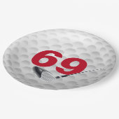 69. Geburtstag Golf Ball Design Paper Plate Pappteller (Schrägansicht)