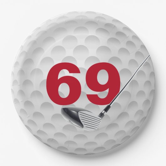 69. Geburtstag Golf Ball Design Paper Plate Pappteller (Vorderseite)