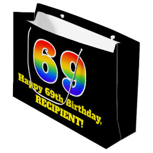 69. Geburtstag ~ Lustig, Bunt, Lebendig, Regenboge Große Geschenktüte