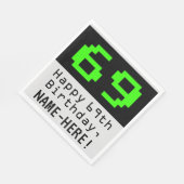 69. Geburtstag - Nerdy / Geeky Style "69" & Name Serviette (Ecke)