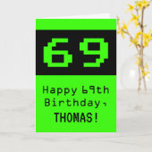 69. Geburtstag: Nerdy / Geeky Style "69" und Name Karte (Gelbe Blume)