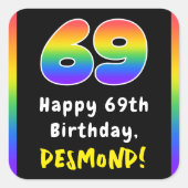 69. Geburtstag: Rainbow Spectrum # 69, Individuell Quadratischer Aufkleber (Vorderseite)